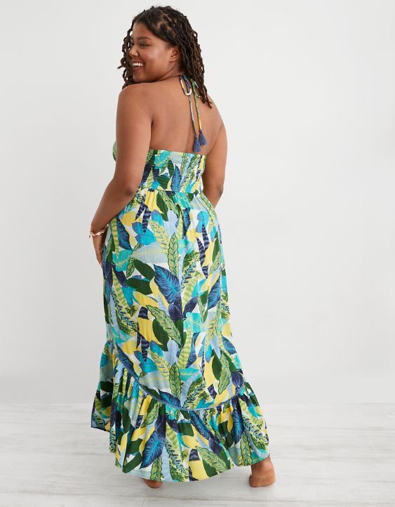 Aerie Halter Beach Maxi Sundress | American Eagle Outfitters (US & CA)