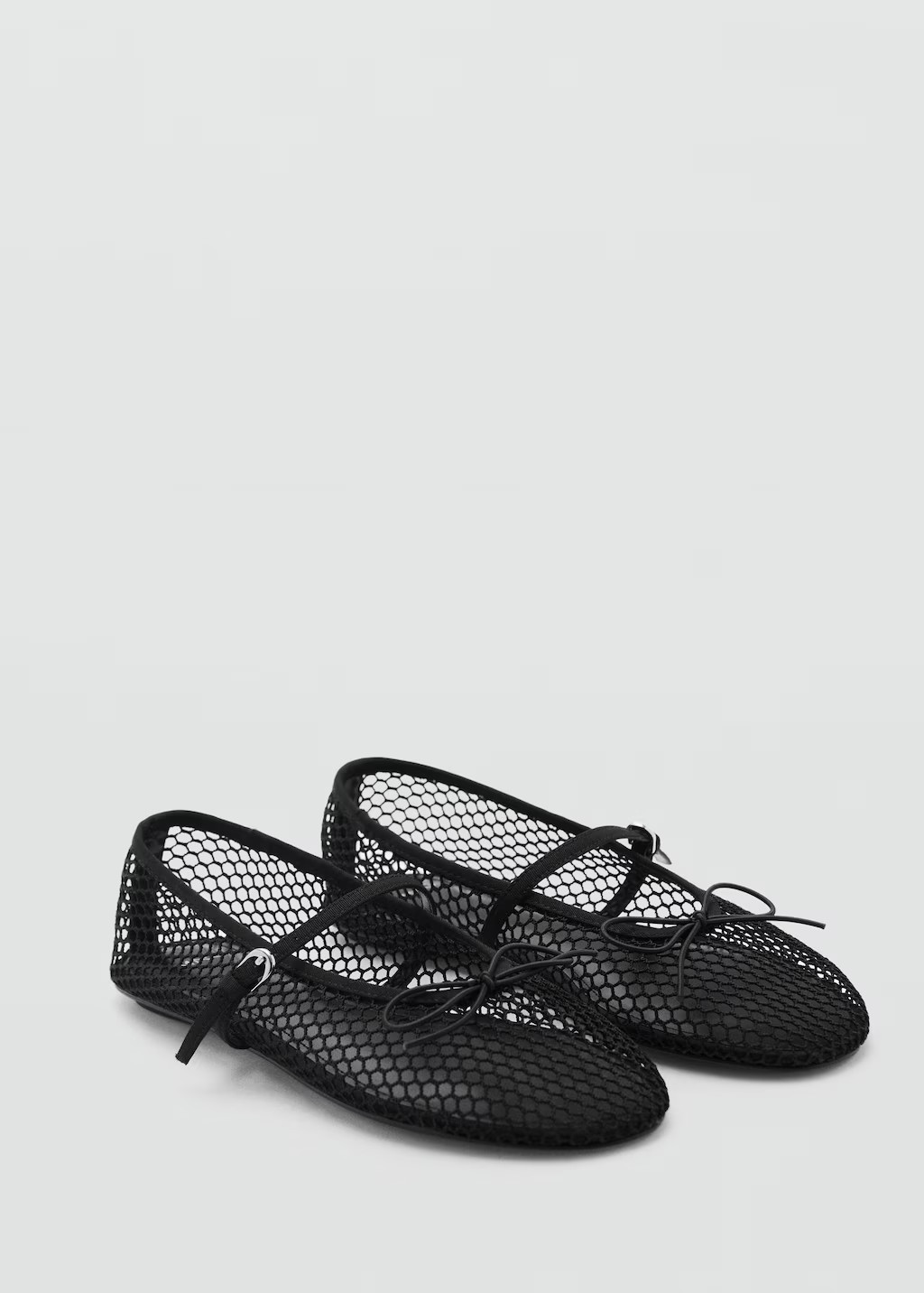 Mesh ballet flats with buckle strap black - Woman - 6½ - MANGO | Mango (US/MX/AU)