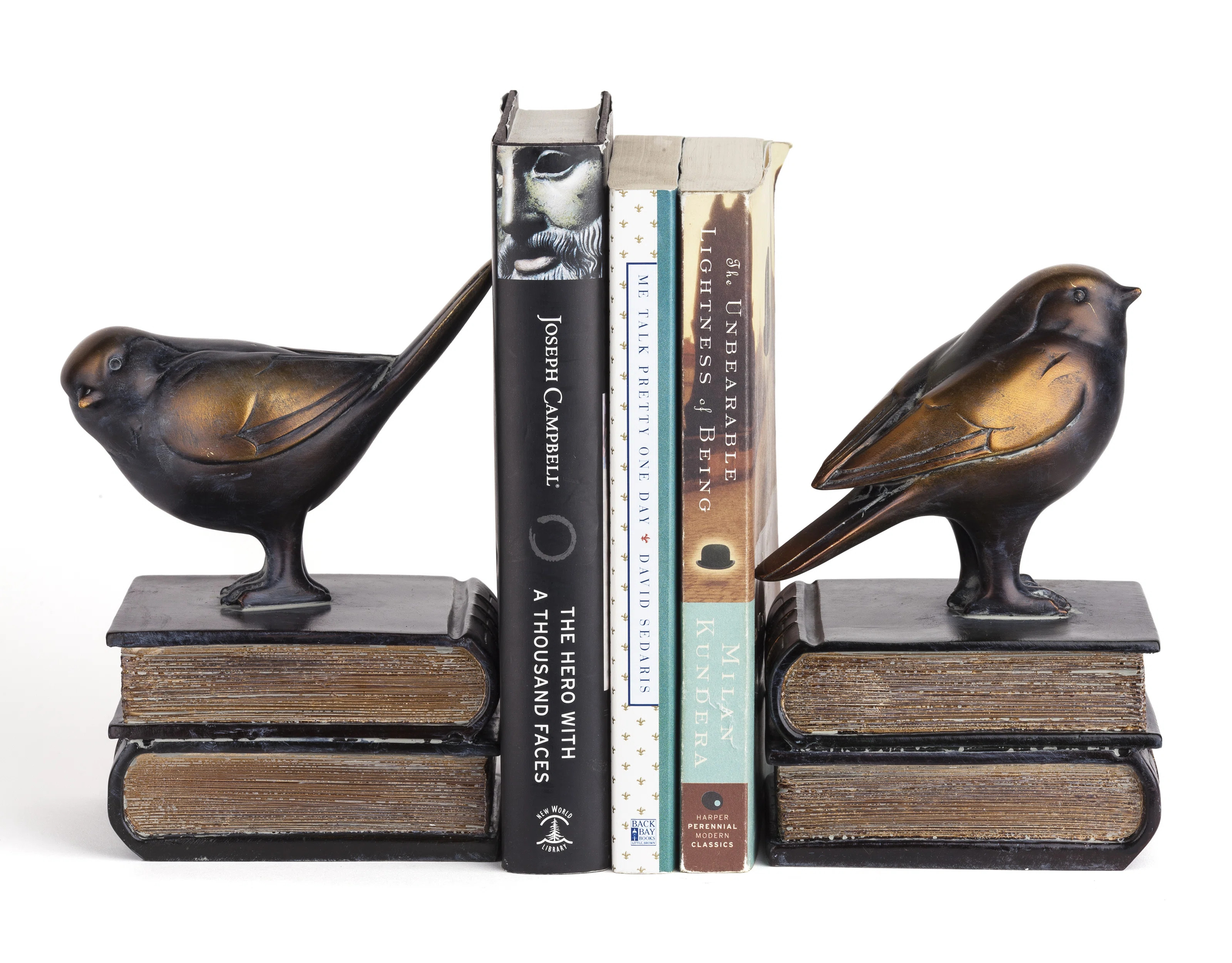 Red Barrel Studio® Nolley Farmhouse Birds on Books Resin Sculpture Non Skid Bookends & Reviews |... | Wayfair North America