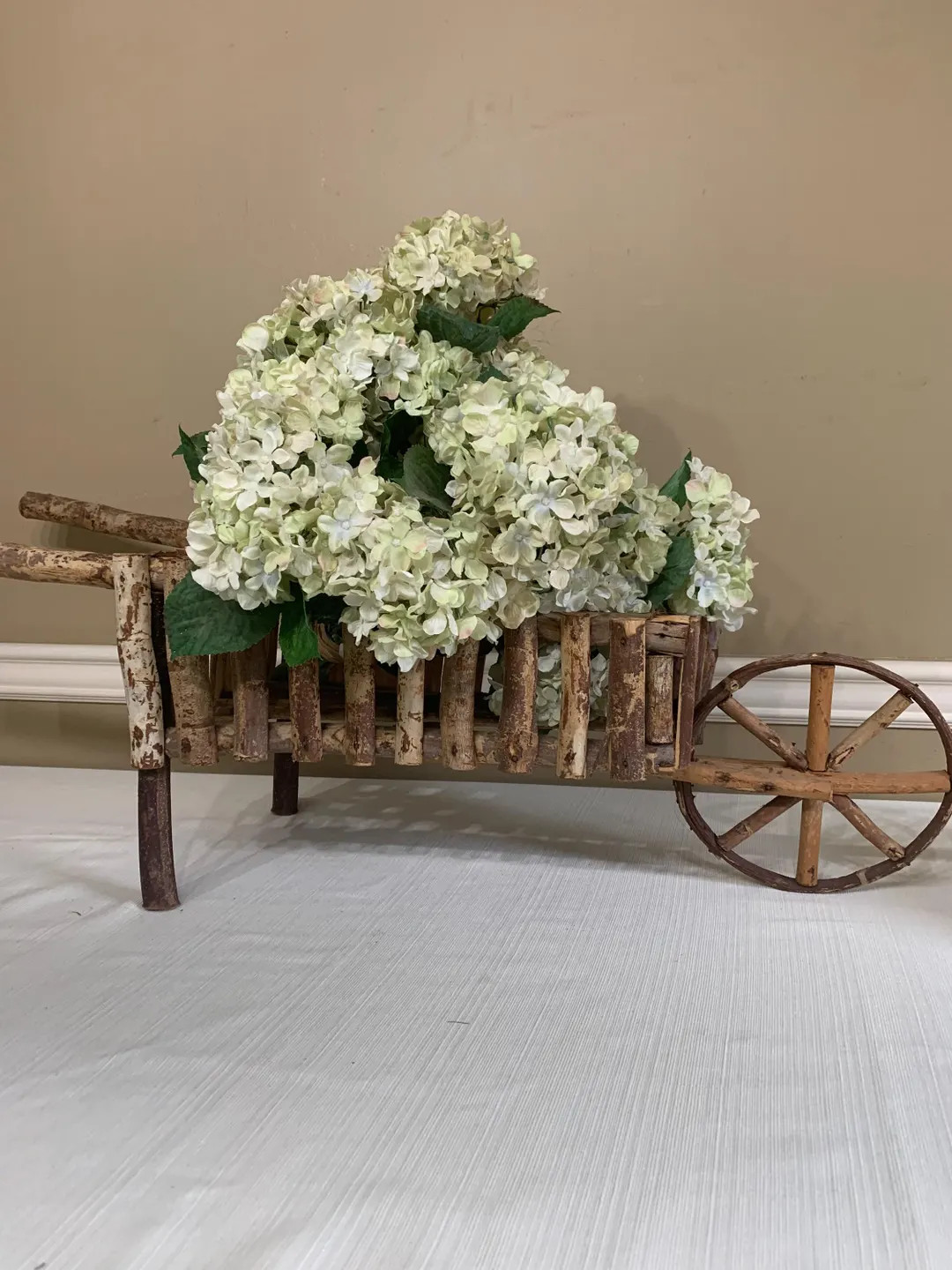 Rustic Wood Branch Wheelbarrow: Farmhouse Garden Decor (37x13x11 in) | Etsy (US)