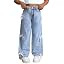 Jeans for Girls Baggy Wide Leg Cute Bow High Elastic Waisted Denim Pants Y2K Boyfriend Skater Str... | Amazon (US)