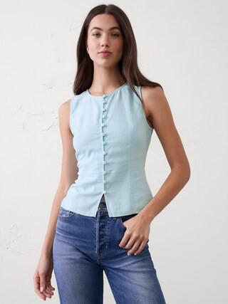 Linen-Rayon Tie-Back Top | Banana Republic Factory