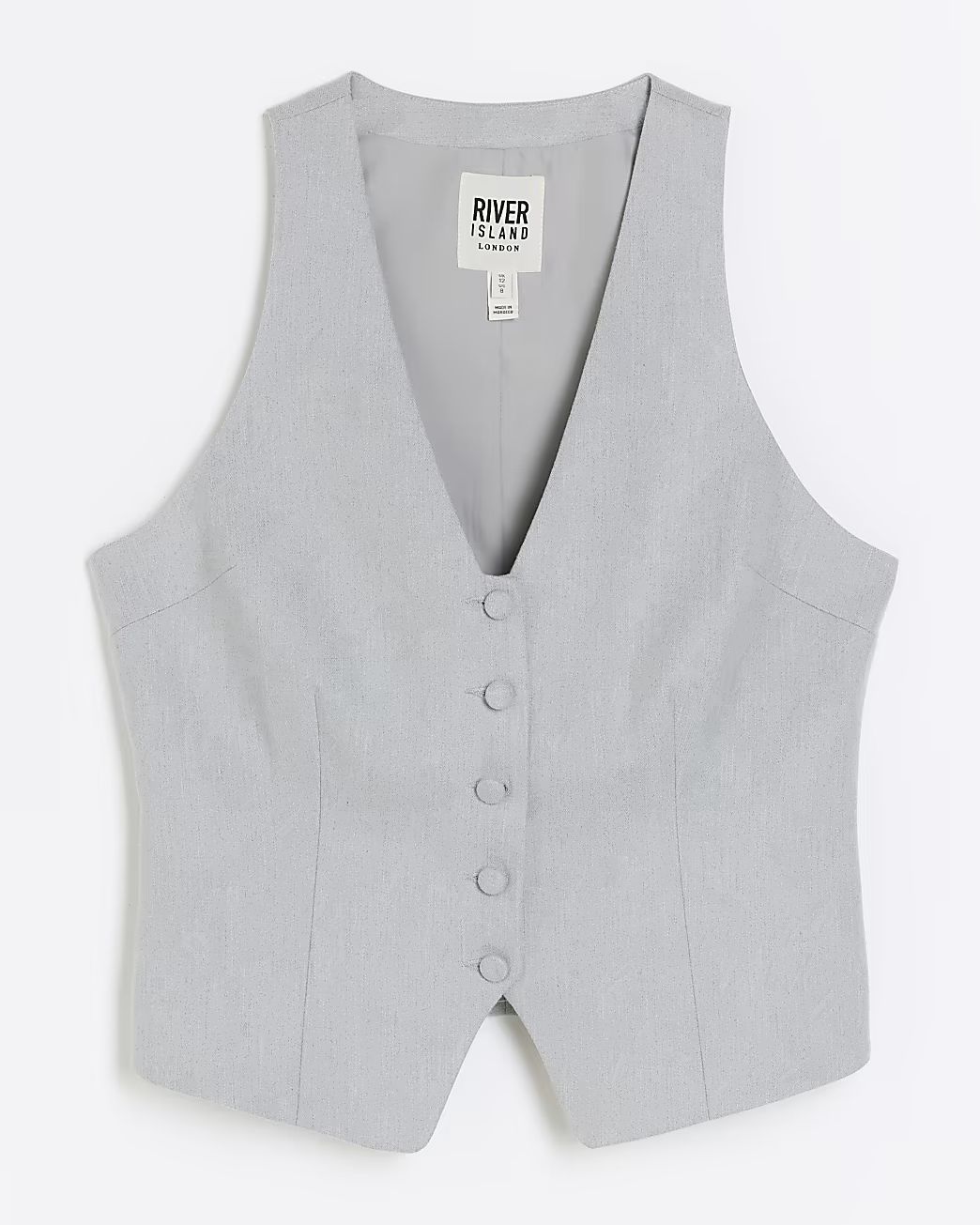 Grey Button Front Waistcoat | River Island (UK & IE)