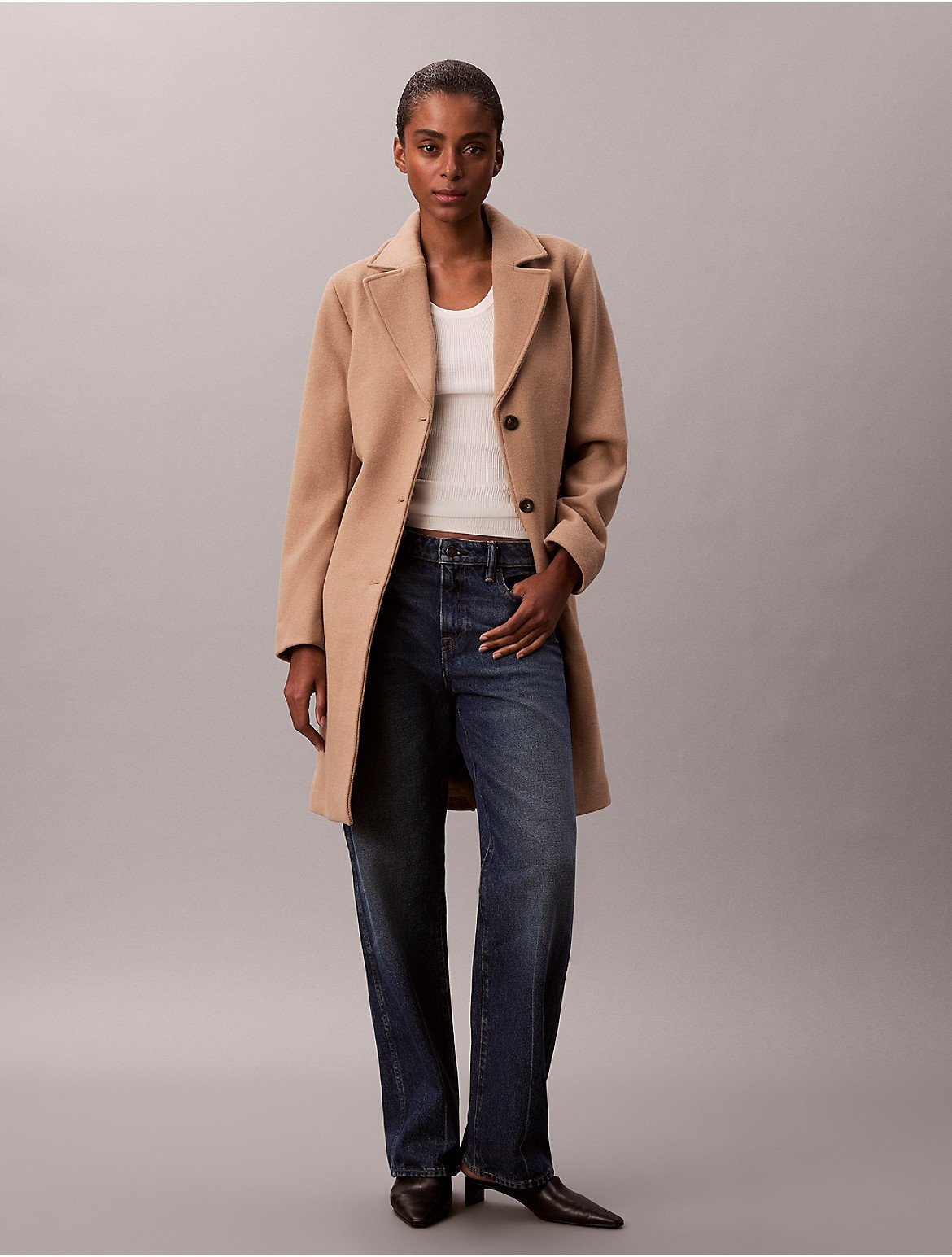 Calvin Klein Women's Wool Blend Tailored Coat - Brown - S | Calvin Klein (US)