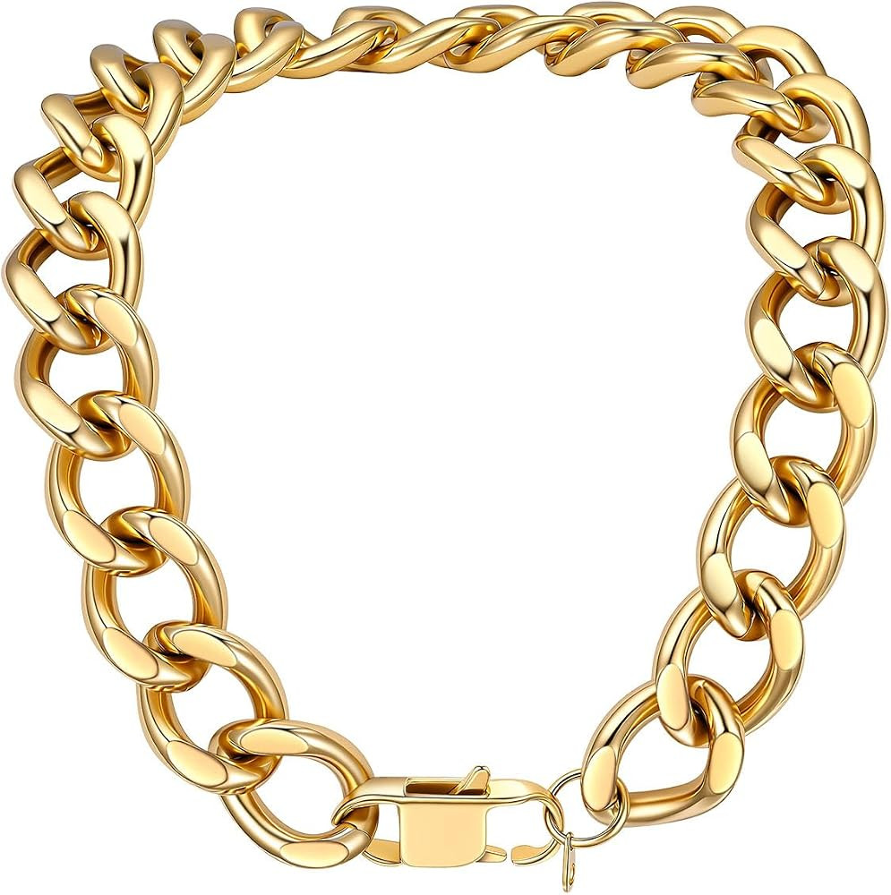 PROSTEEL Chunky Cuban Link Chain for women 14K Gold/Stainless Steel Necklace Thick Trendy Stateme... | Amazon (US)