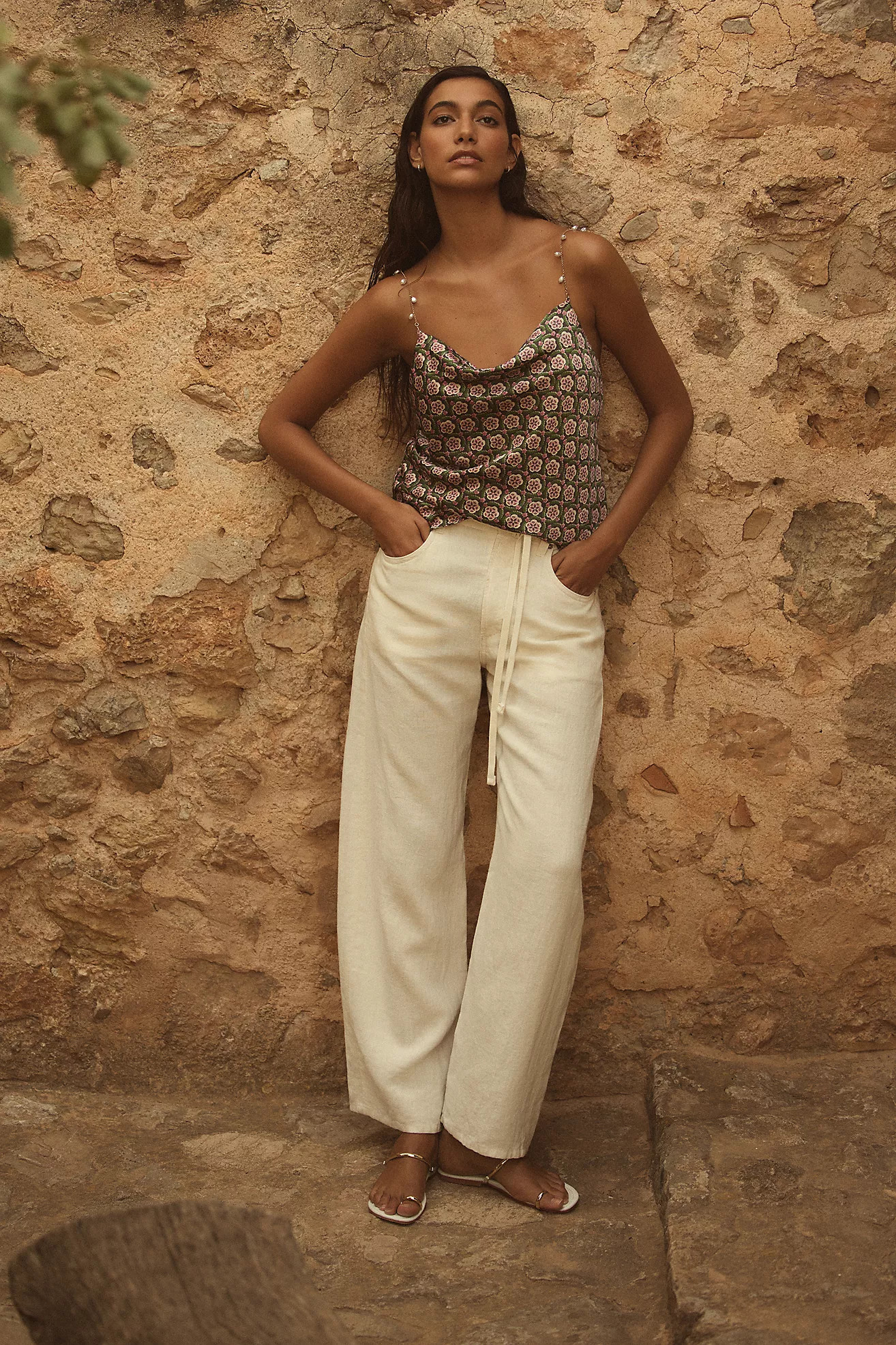 Bishop + Young Pearl-Strap Cowl-Neck Blouse | Anthropologie (US)