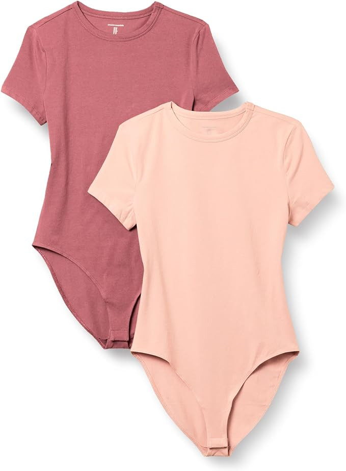 Amazon.com: Amazon Essentials Women's Short Sleeve Stretch Cotton Jersey Slim-Fit T-Shirt Bodysui... | Amazon (US)