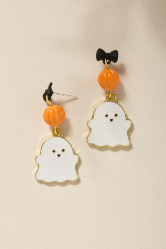 Ghost Pumpkin Drop Earrings | Francesca's
