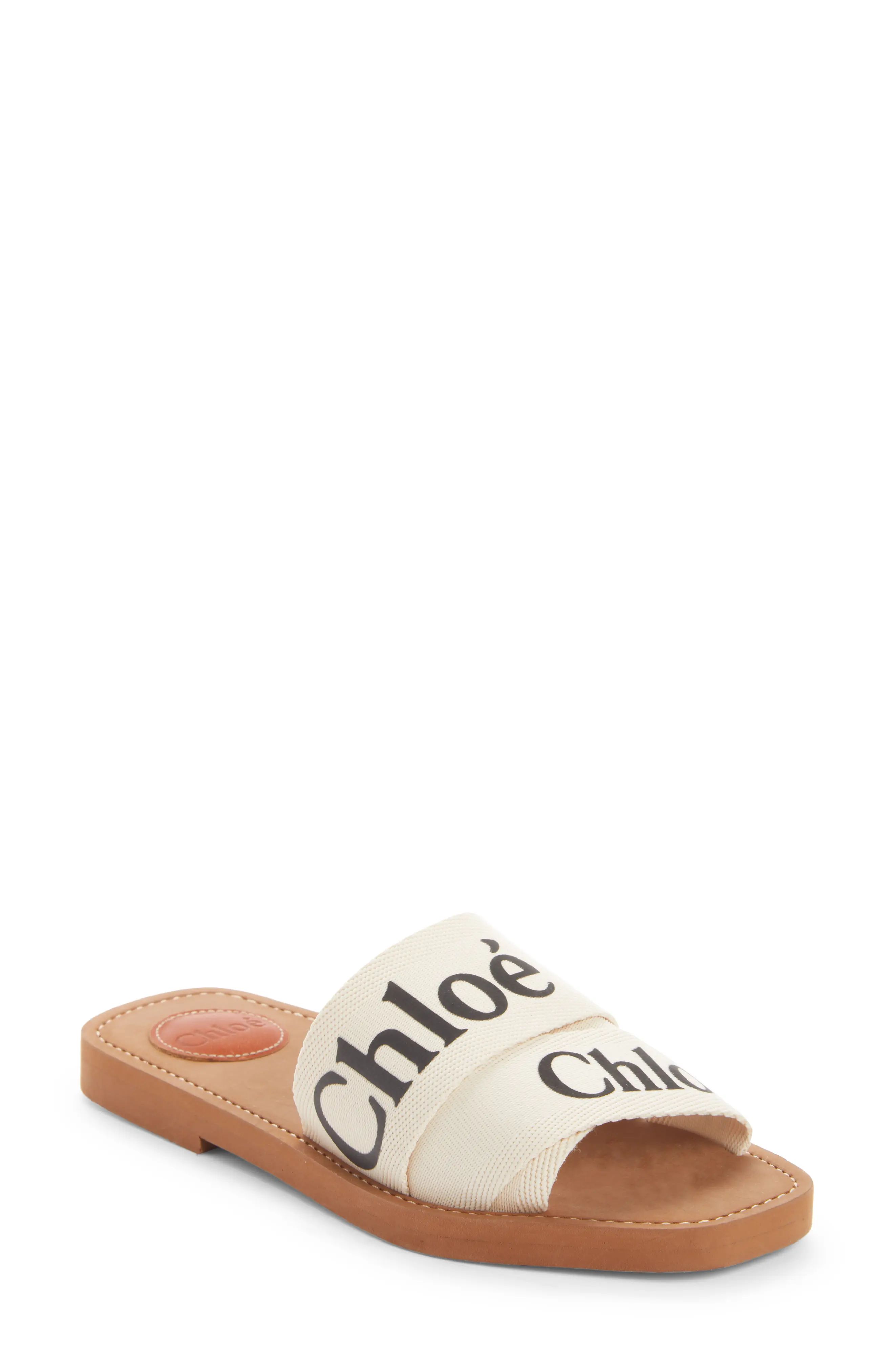 Chloe Logo Slide Sandal in White at Nordstrom, Size 10Us | Nordstrom