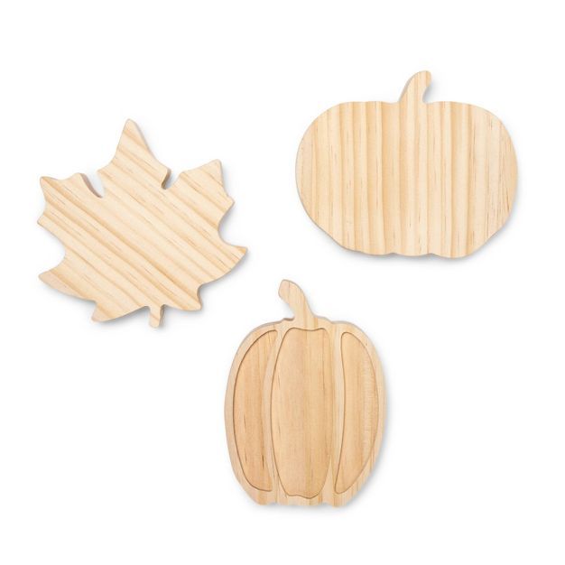 3pk Halloween Pumpkins and Leaf Routed Wood Bases - Mondo Llama™ | Target