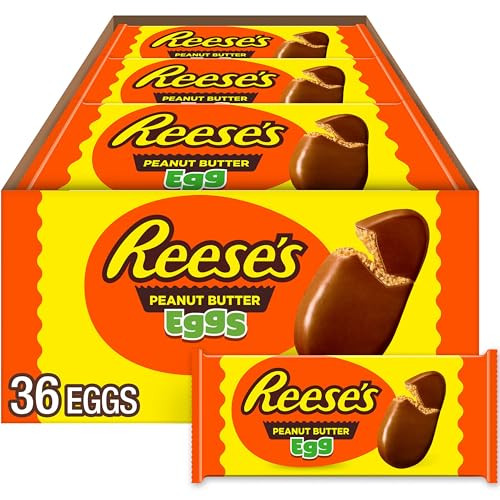REESE'S Milk Chocolate Peanut Butter Eggs, Easter Basket Easter Candy Packs, 1.2 oz (36 Count) | Amazon (US)
