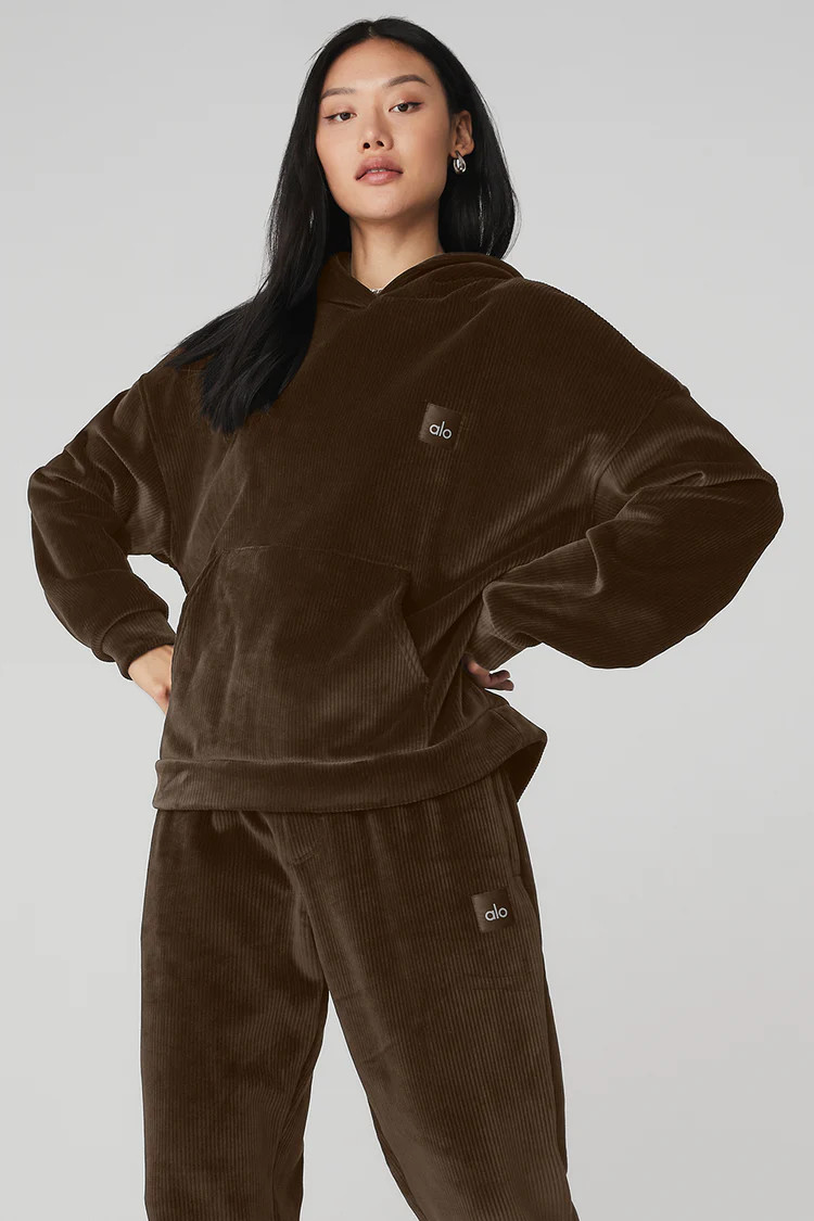 Velour Baller Hoodie - Espresso | Alo Yoga