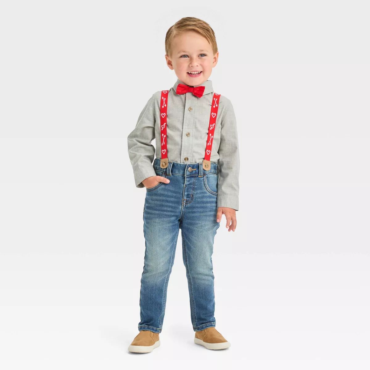 Toddler Boys' Valentine's Day 4 pc Chambray Woven Shirt and Denim Pants Set - Cat & Jack™ Heath... | Target