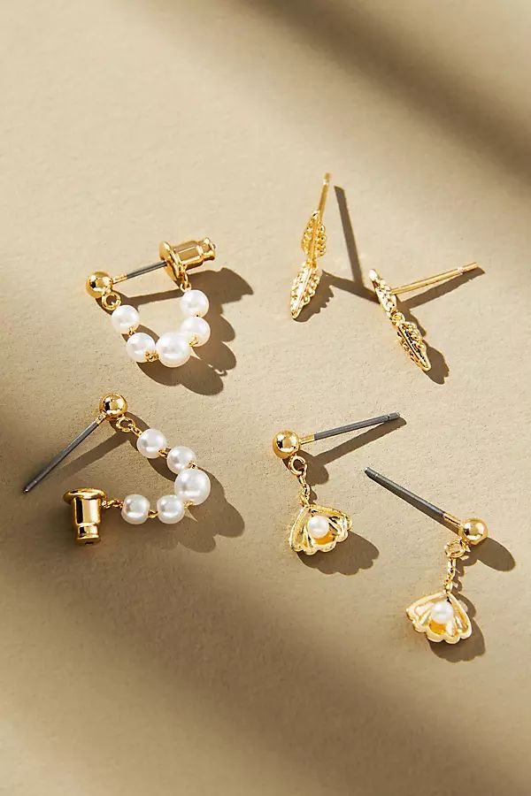 Delicate Pearl Dangle Earrings, Set of 3 | Anthropologie (US)