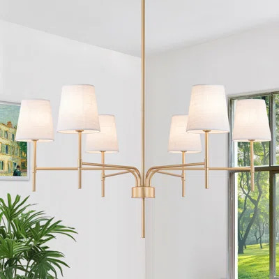 Agathon Transitional Modern Chandelier With White Fabric Shades | Wayfair North America