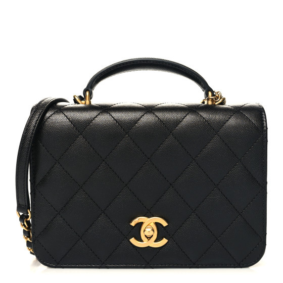 Chanel Caviar Quilted Mini Top Handle Flap Black | FASHIONPHILE (US)