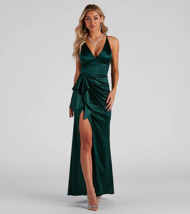 Susie Formal Satin V-Neck Dress | Windsor Stores