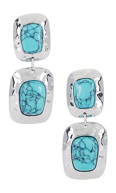 petit moments Martina Drop Earrings in Turquoise & Silver from Revolve.com | Revolve Clothing (Global)
