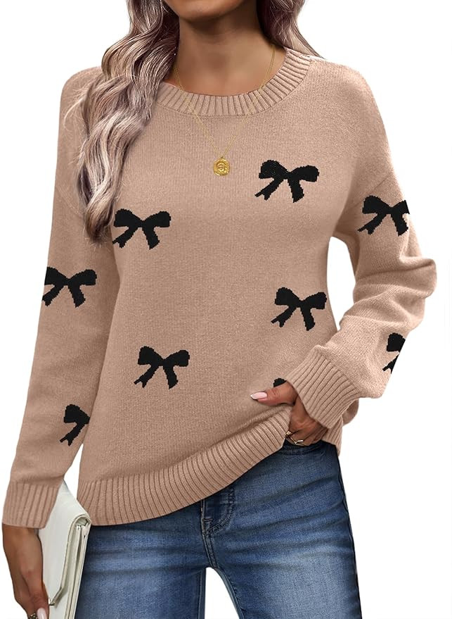 Zeagoo Fall Sweaters for Women 2025 Long Sleeve Crewneck Ribbed Knit Pullover Sweater Loose Fit B... | Amazon (US)