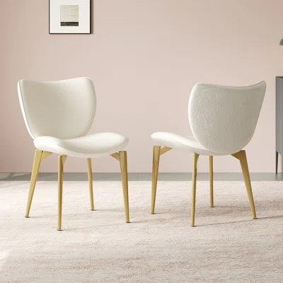 Set of 2 Dining Chairs with High-Quality PU Leather, Gold-Plated Carbon Steel Legs, and Ergonomic Design for Comfortable Seating | Wayfair North America
