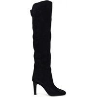 Women's luxury thigh-high boots - Saint Laurent model Jane thigh-high boots in black suede | Stylemyle (US)