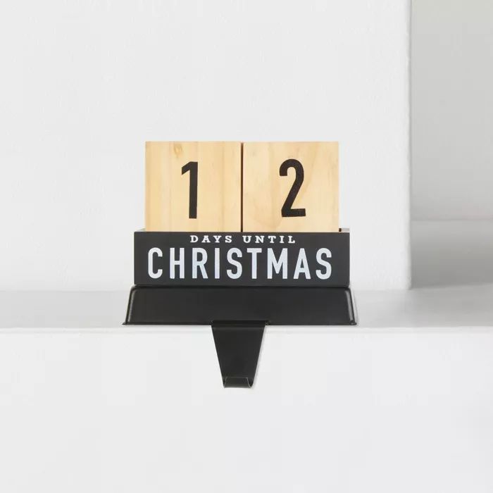 Countdown Christmas Stocking Holder with 3 Wooden Blocks Matte Black - Wondershop™ | Target