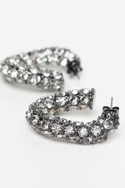 Rhinestone-decorated Hoop Earrings | H&M (US + CA)