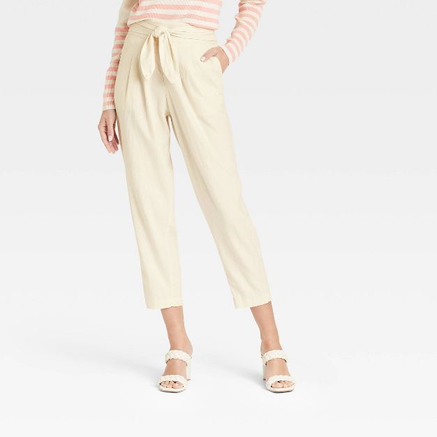 Women&#39;s Mid-Rise Relaxed Fit Tapered Pants - Who What Wear&#8482; Cream XXL | Target