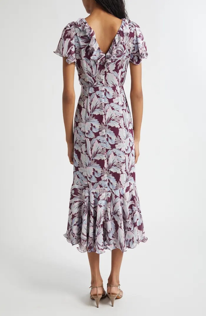 Clio Floral Ruffled Midi Dress | Nordstrom