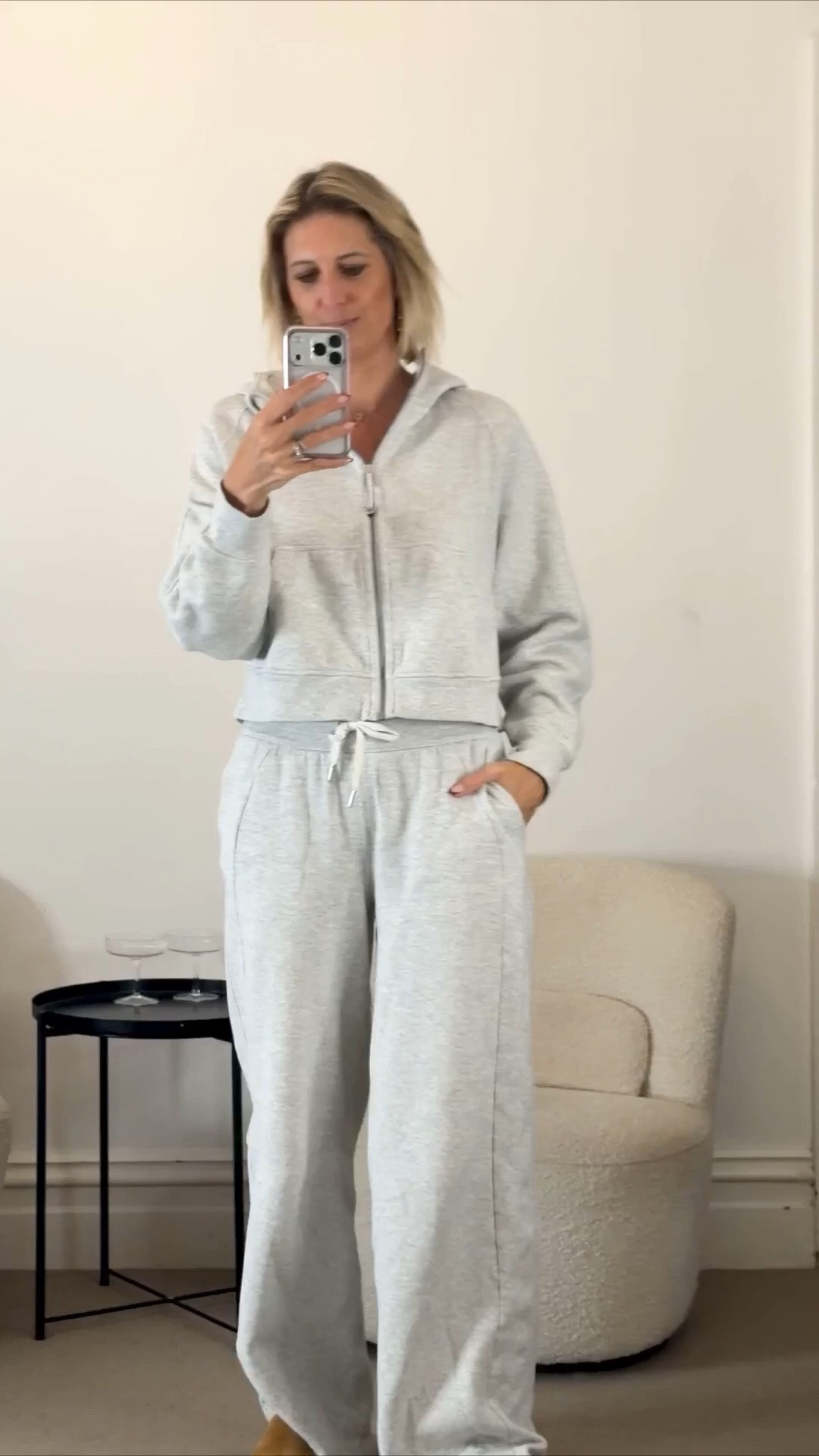 Sat night COMFY style! 🩶 living in this super soft tracksuit @lululemon 

And so happy in my new UGGS they are the best! @theiconic-au

#LTKhome #LTKwinter #LTKaustralia