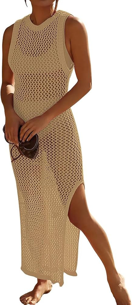 Bsubseach Crochet Cover Ups for Swimwear Women Hollow Out Swimsuit Coverup Backless Bikini Beach ... | Amazon (US)