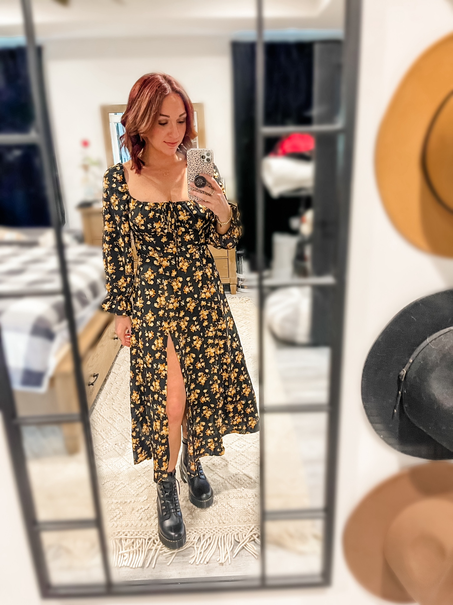 Midi dress with slit and combat boots. Doc Martens

#LTKfindsunder50 #LTKFestival #LTKparties