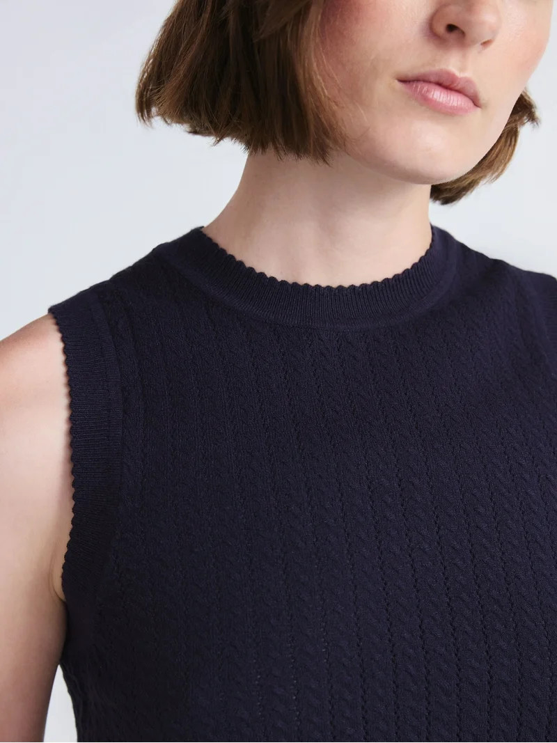 Free Assembly Women's Cozy Yarn Cable Sweater Shell, Sizes XS-XXL | Walmart (US)