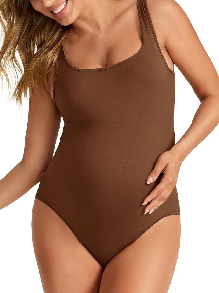 Summer Mae Women's Maternity Bodysuits Scoop Neck Pregnancy One Piece Jumpsuits Sleeveless Tank T... | Amazon (US)