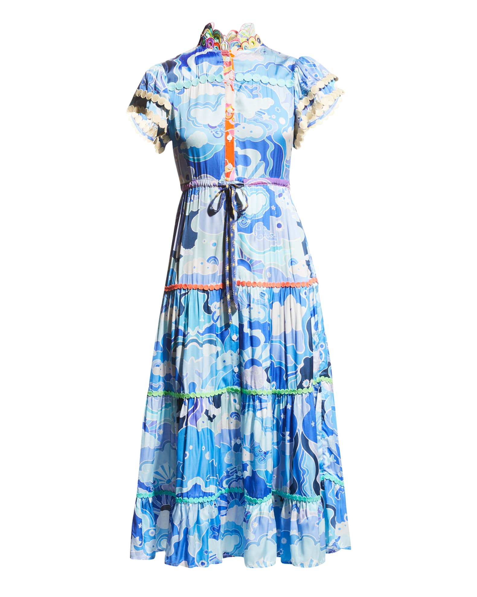 CELIAB Adhara Printed Scalloped Midi Dress | Neiman Marcus