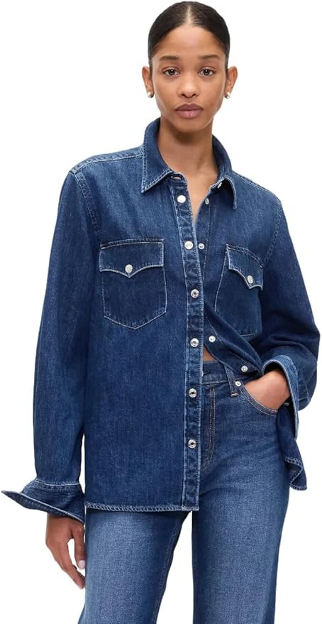 GAP Women's Western Denim Button Down Shirt Blouse Top | Amazon (US)