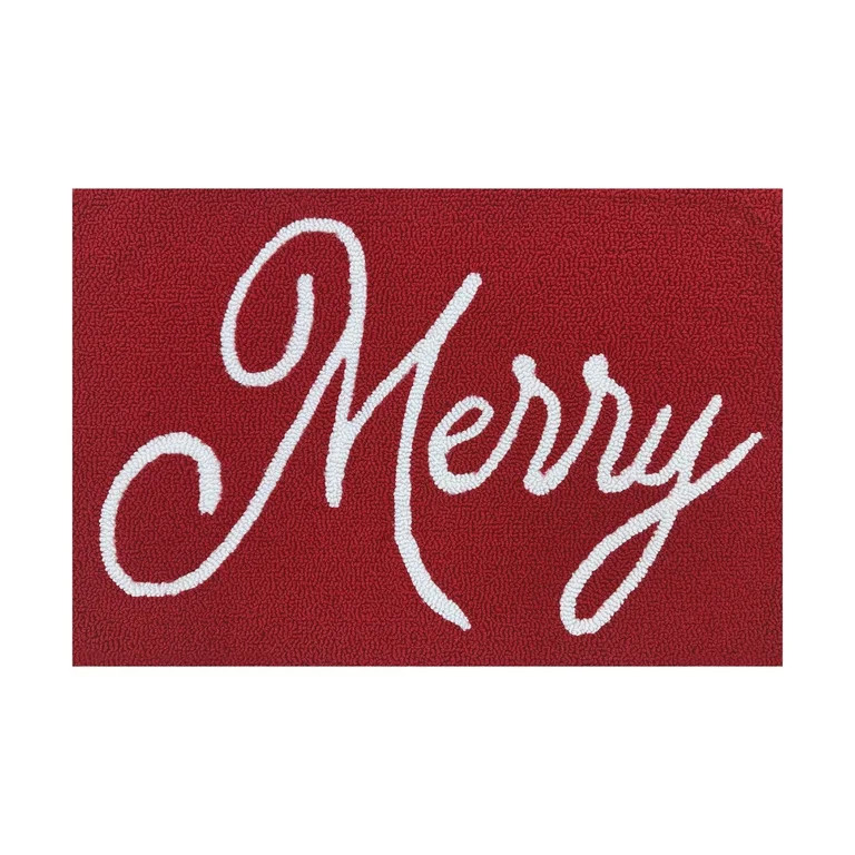 Holiday Time Red Merry 20" x 30" Accent Rug | Walmart (US)