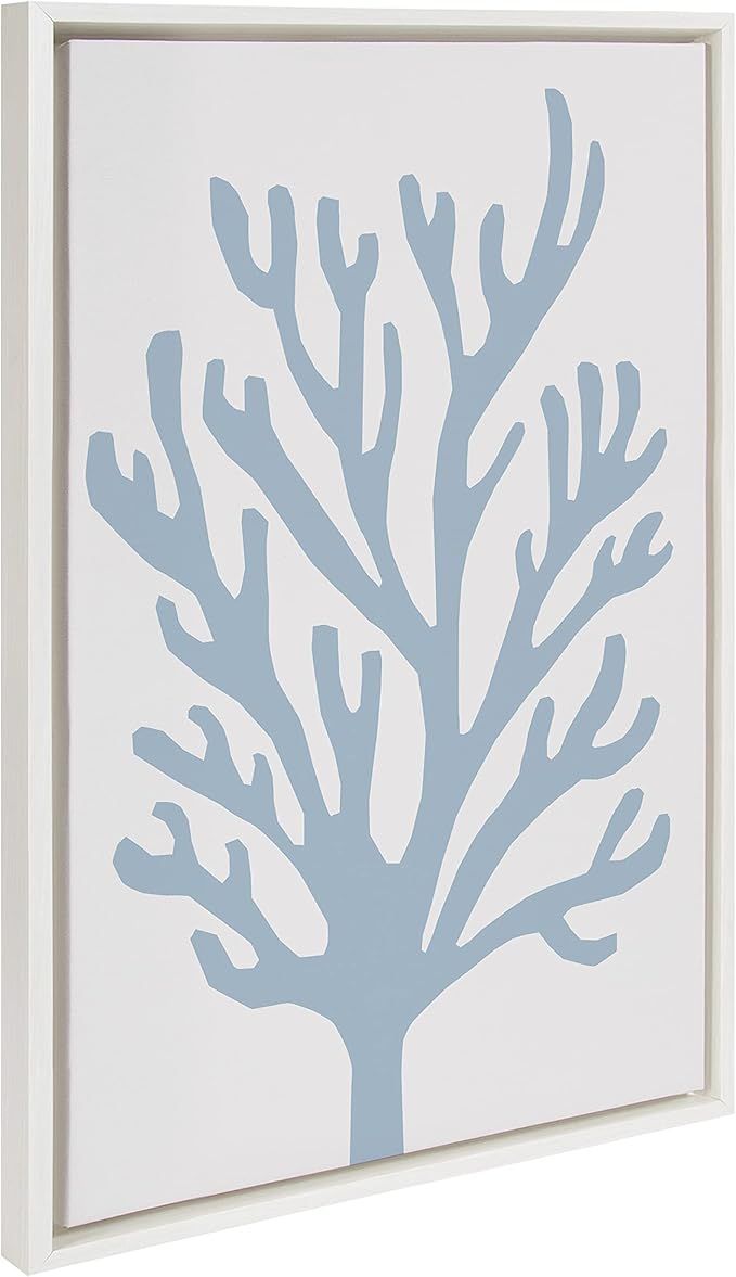 Kate and Laurel Sylvie Abstract Coral Ocean Blue Framed Canvas Wall Art by The Creative Bunch Stu... | Amazon (US)
