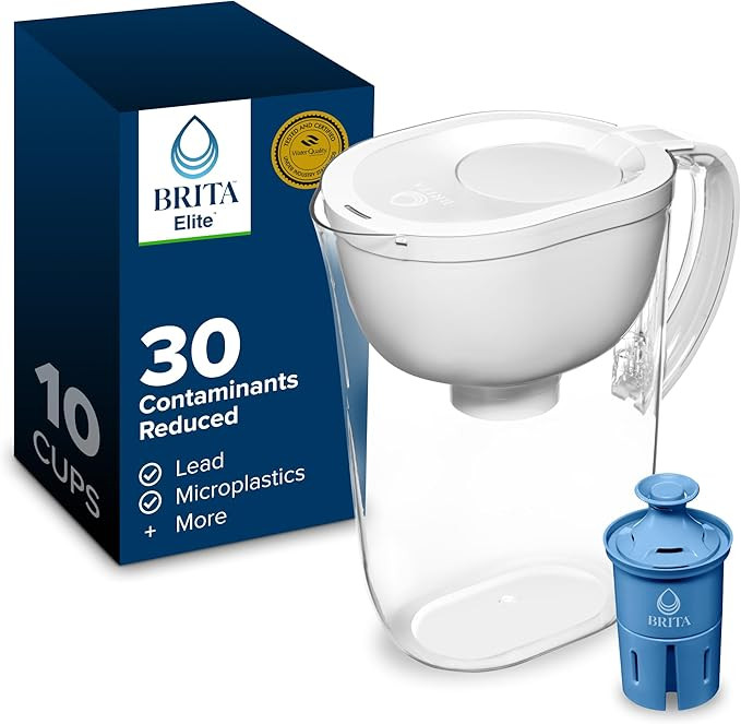 Brita Water Pitcher, Everyday Elite Filter, Removes 99% of Lead, 10 Cup Capacity, White, 1 Count | Amazon (US)