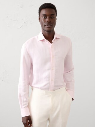 Slim-Fit Linen-Blend Dress Shirt | Banana Republic Factory