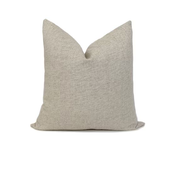 Linen Pillow Cover Textured Sand Beige Neutral Sofa Accent Nordic Minimalist Scandinavian Decorat... | Etsy (US)
