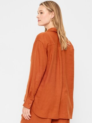 Linen-Blend Loose Button-Down Shirt | Old Navy (US)