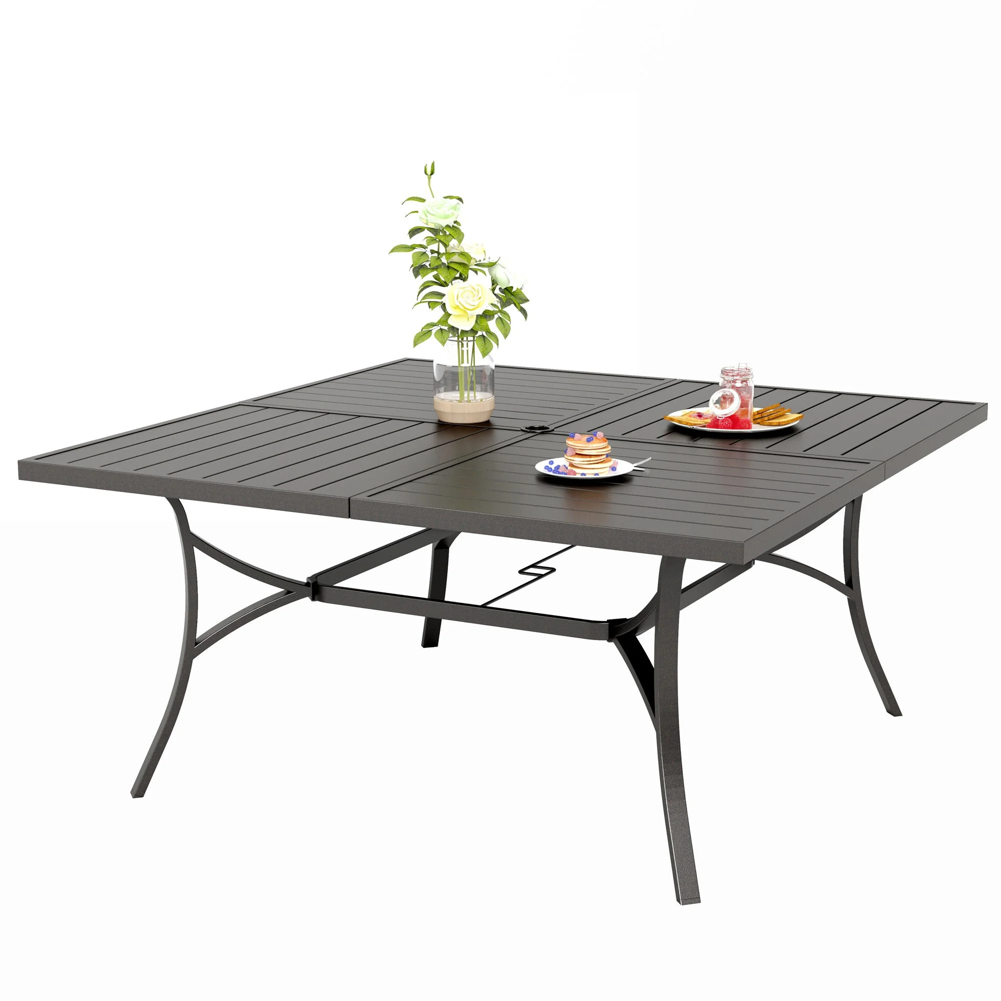 Sophia & William Metal 60" x 60" Patio Outdoor Square Dining Table for 8, Black | Walmart (US)