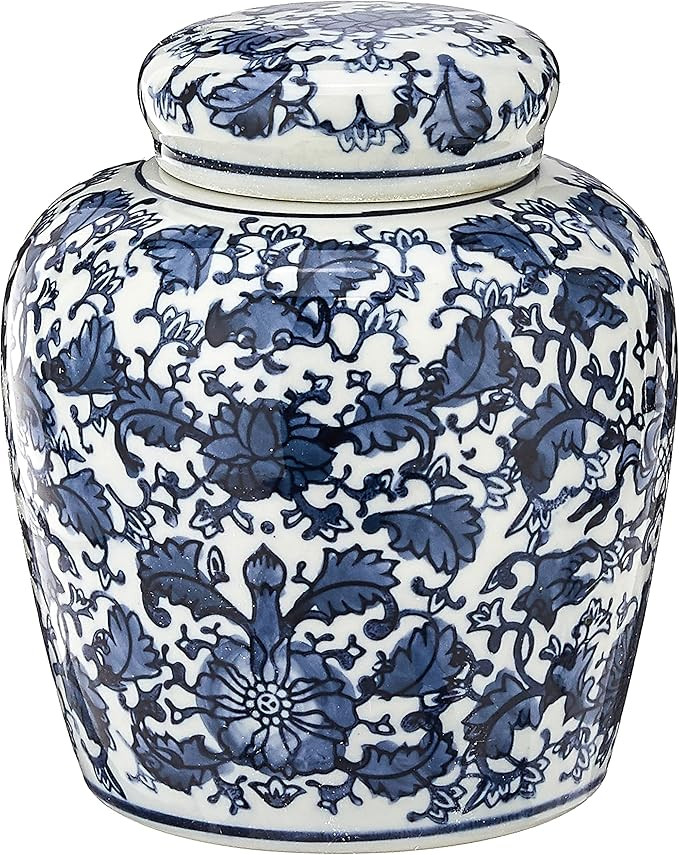 Decorative Ceramic Ginger Jar with Lid, Blue and White | Amazon (US)