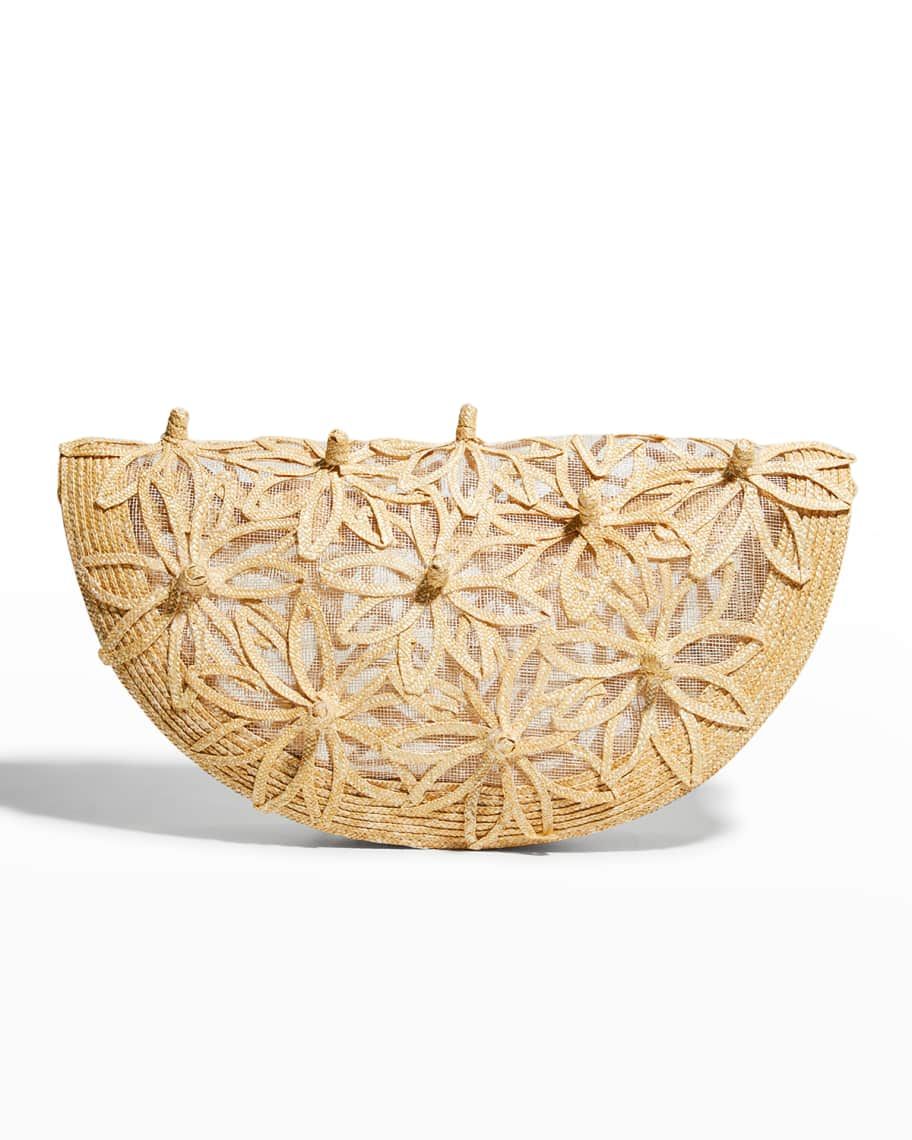 Cult Gaia Lani Flower Half-Moon Clutch Bag | Neiman Marcus