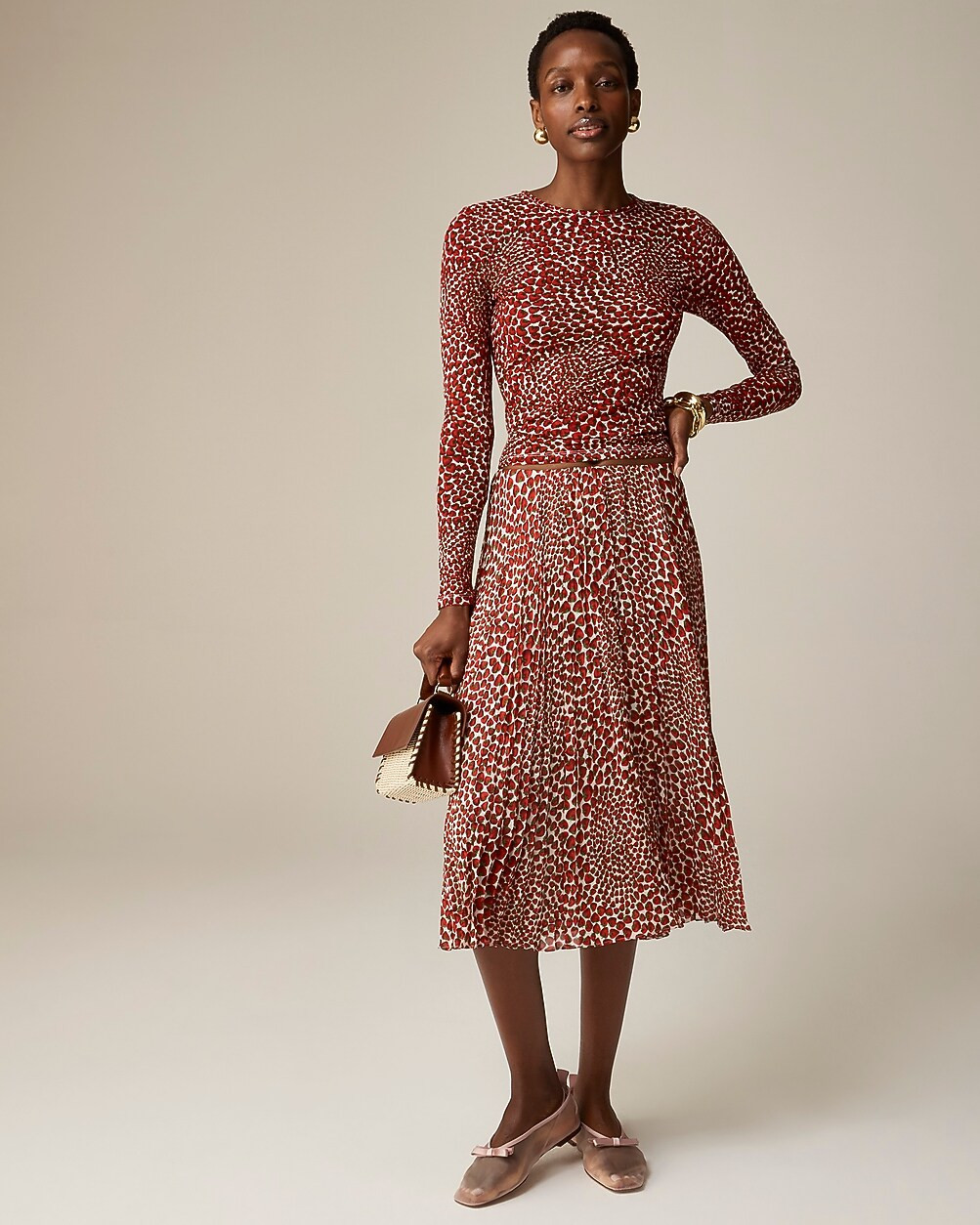 Gwyneth pleated skirt in strawberry swirl chiffon | J. Crew US