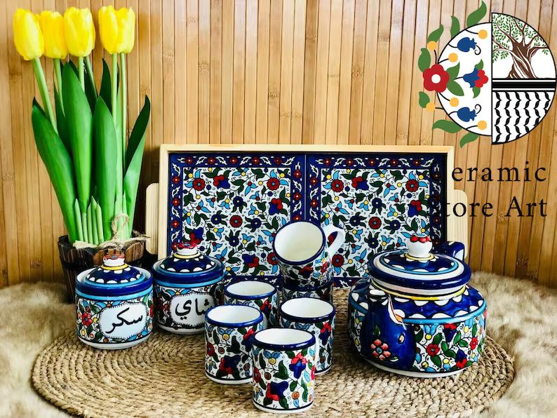 Palestinian Handmade Handpainted Drinkware Ceramic Tea Set - Etsy | Etsy (US)