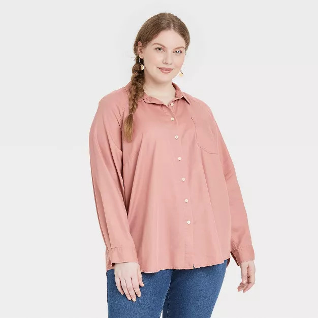 Women's Raglan Long Sleeve Button-Down Shirt - Universal Thread™ | Target