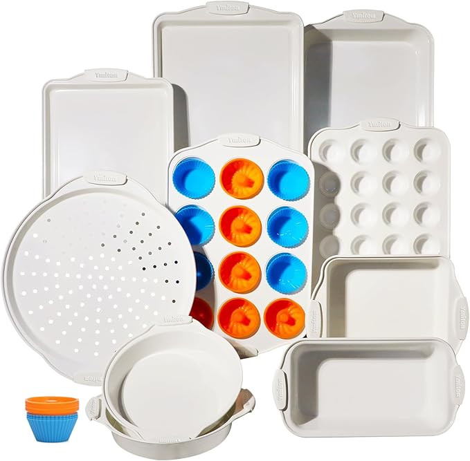 Baking Pans Set with Silicone Handles, 34 PCS Nonstick Bakeware Sets, Oven Pan Set Includes Bakin... | Amazon (US)