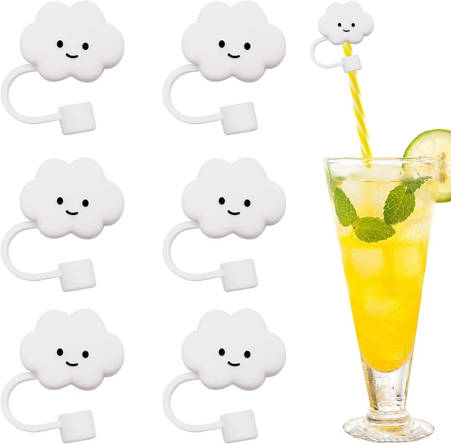6Pcs Cute Cloud Straw Covers Cap Reusable Straw Toppers Dust-Proof Straw Tips Cover for 1/4inch(6... | Amazon (US)